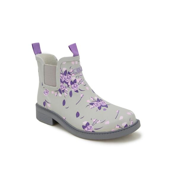 JBU Women's Chelsea Floral Waterproof Rain Boots, Gray Size 8.5M - Picture 1 of 6